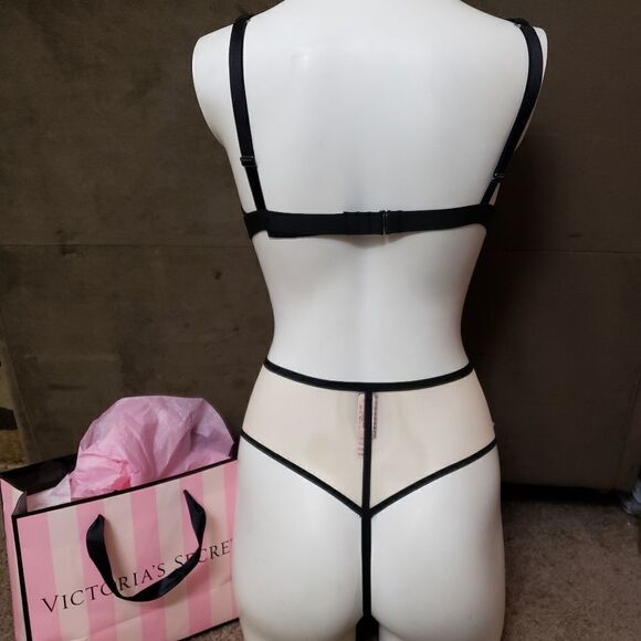 Victorias secret Black Nude Sheer Bra Panty Set SIZE XS NWT SEXY - Picture 3 of 8
